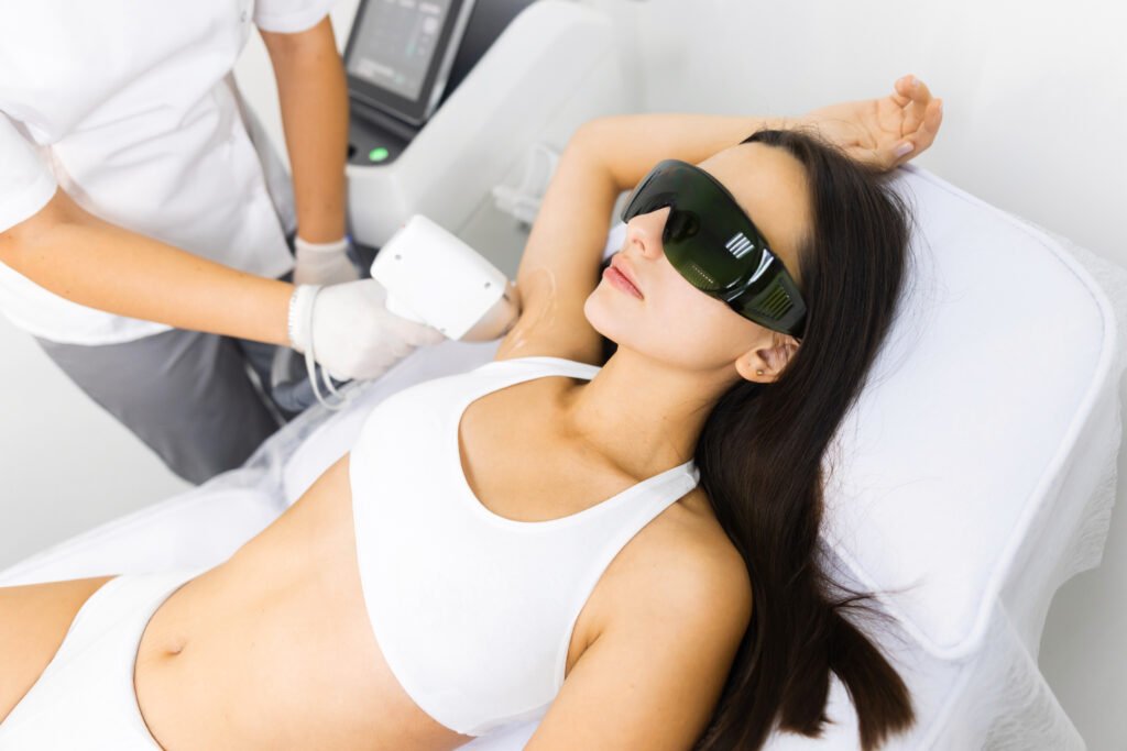 Armpit laser hair removal. Smooth and silky skin. Female body beauty concept